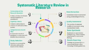 infographics of 8 points about writing a systematic literature review