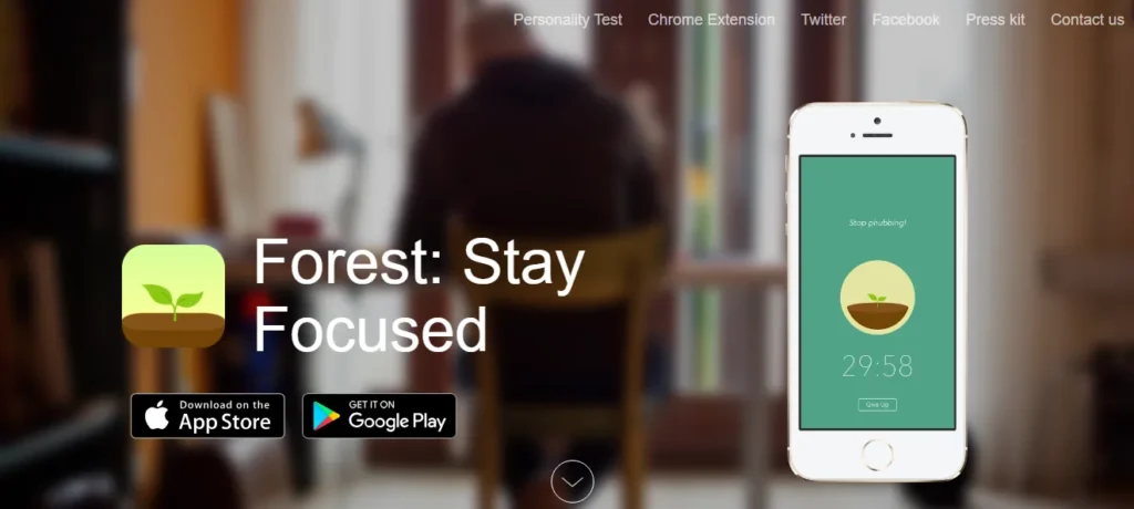 Forest app homepage