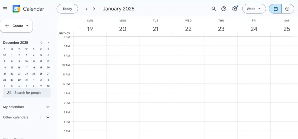 google calendar interface