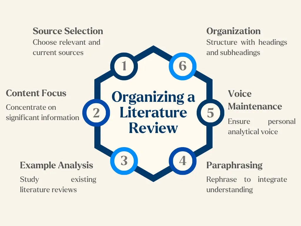 infographic about how to organize a literature review in a thesis/dissertation