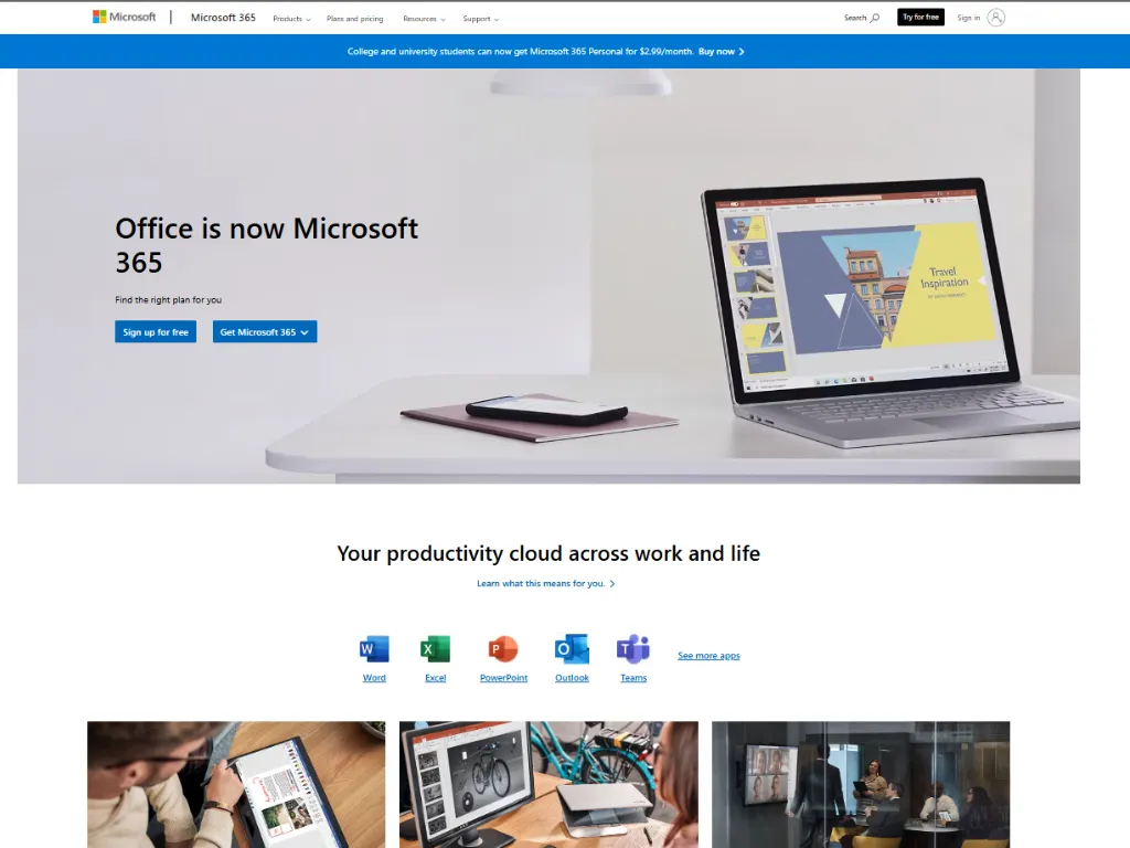 Microsoft Office  homepage