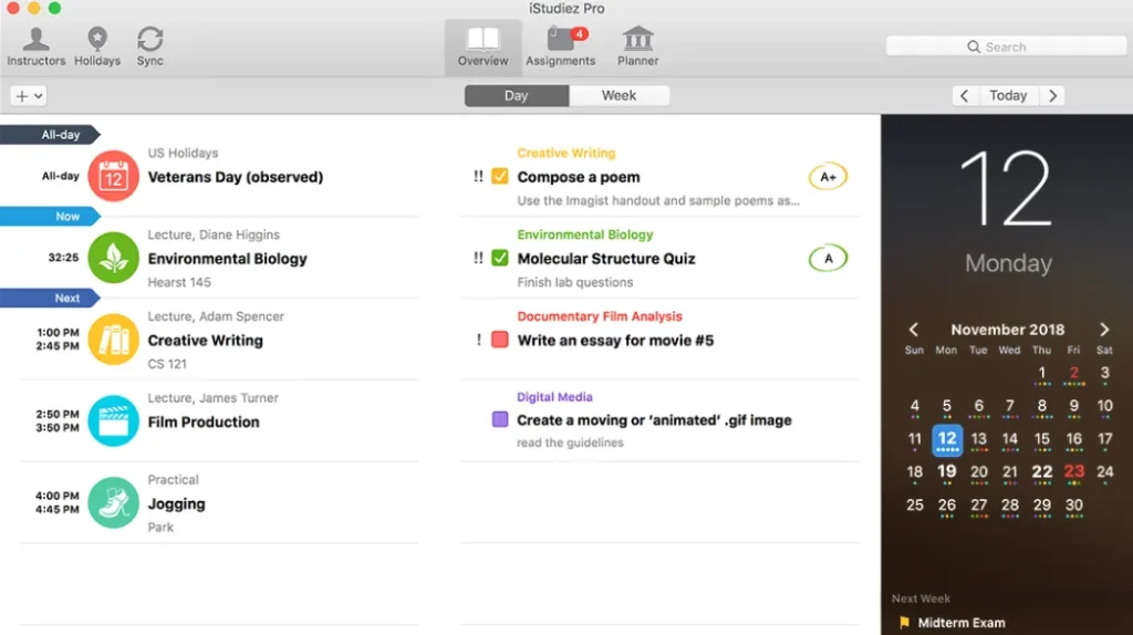 iStudiez Pro interphase